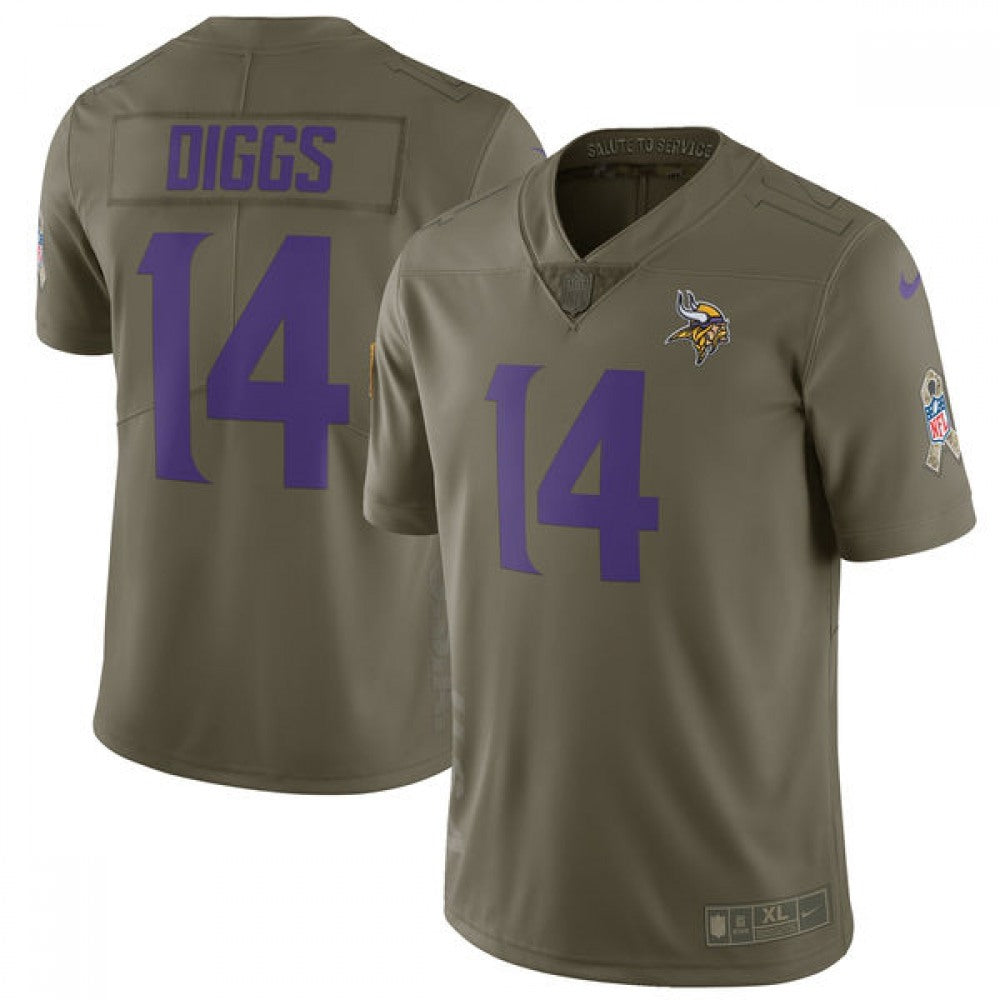 Men's Minnesota Vikings #14 Stefon Diggs Olive Salute To Service Limited Stitched NFL Jersey 