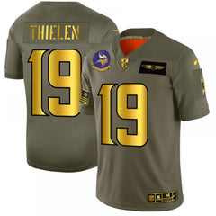 Men's Minnesota Vikings #19 Adam Thielen 2019 Olive/Gold Salute To Service Limited Stitched NFL Jersey 