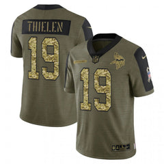 Men's Minnesota Vikings #19 Adam Thielen 2021 Olive Camo Salute To Service Limited Stitched Jersey 