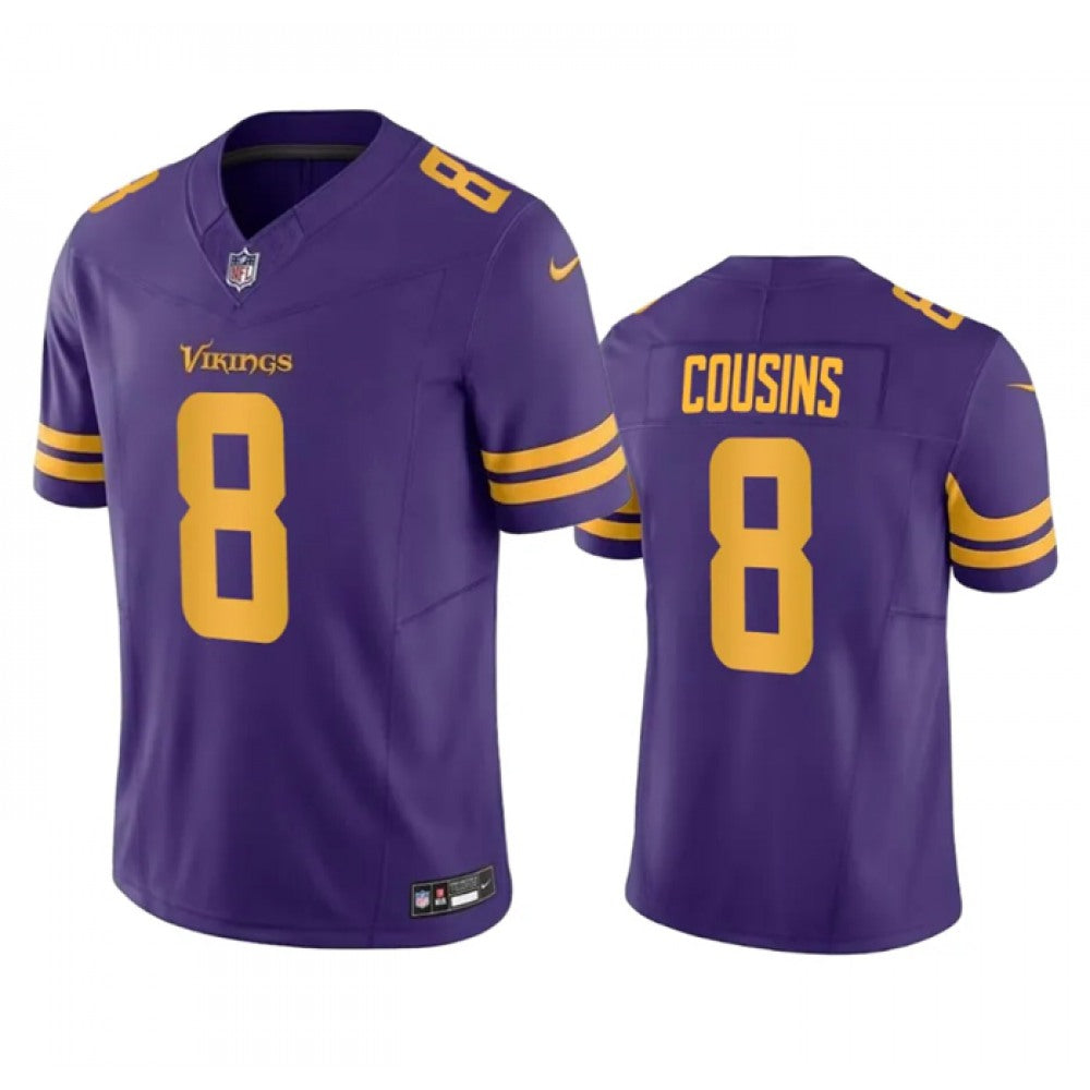 Men's Minnesota Vikings #8 Kirk Cousins Purple 2023 F.U.S.E. Color Rush Stitched Jersey 