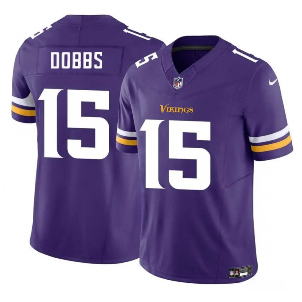 Men's Minnesota Vikings #15 Josh Dobbs Purple 2023 F.U.S.E. Vapor Untouchable Limited Stitched Jersey 