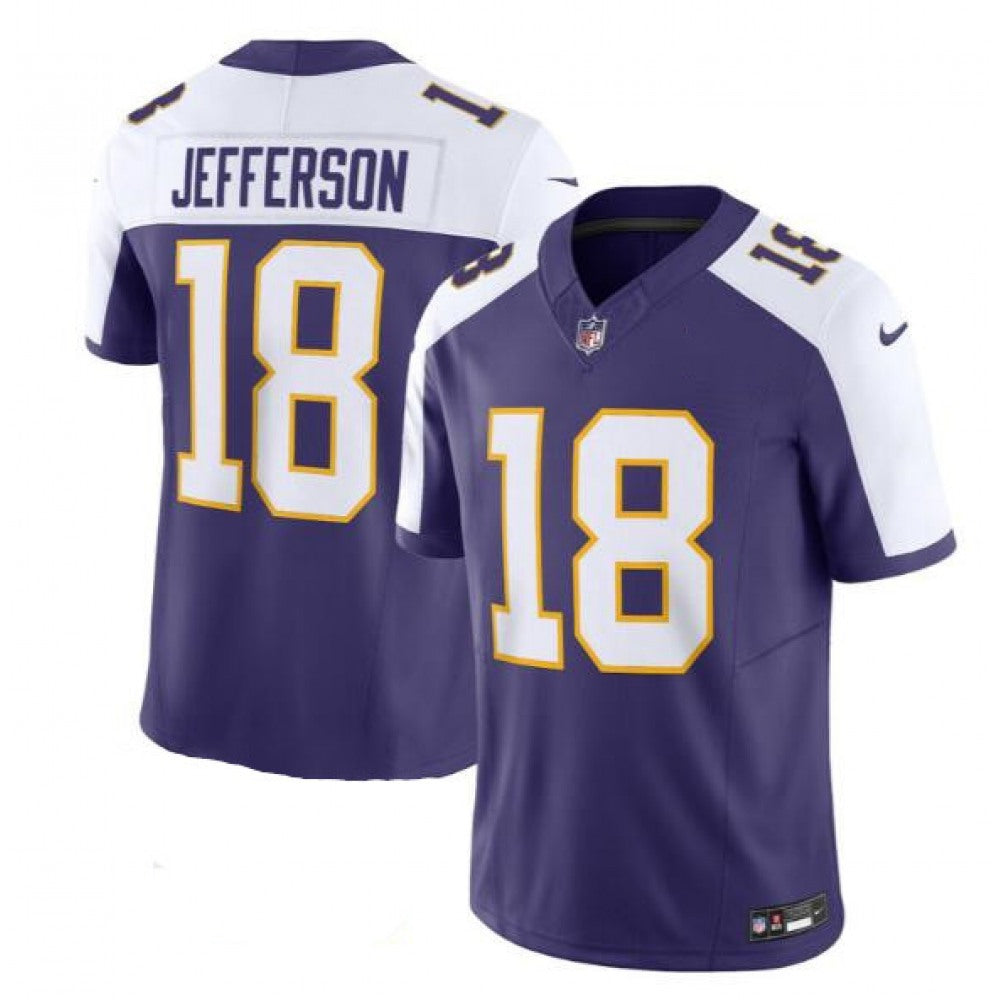 Men's Minnesota Vikings #18 Justin Jefferson Purple 2023 F.U.S.E. Vapor Limited Stitched Jersey 