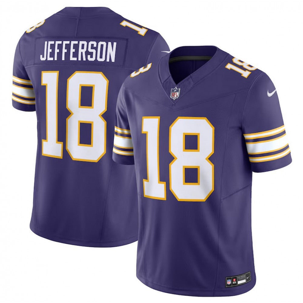 Men's Minnesota Vikings #18 Justin Jefferson Purple 2023 F.U.S.E. Vapor Untouchable Limited Stitched Jersey 