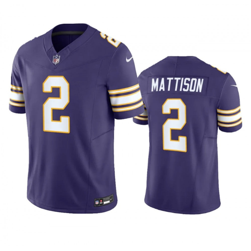Men's Minnesota Vikings #2 Alexander Mattison Purple 2023 F.U.S.E. Vapor Untouchable Limited Stitched Jersey 