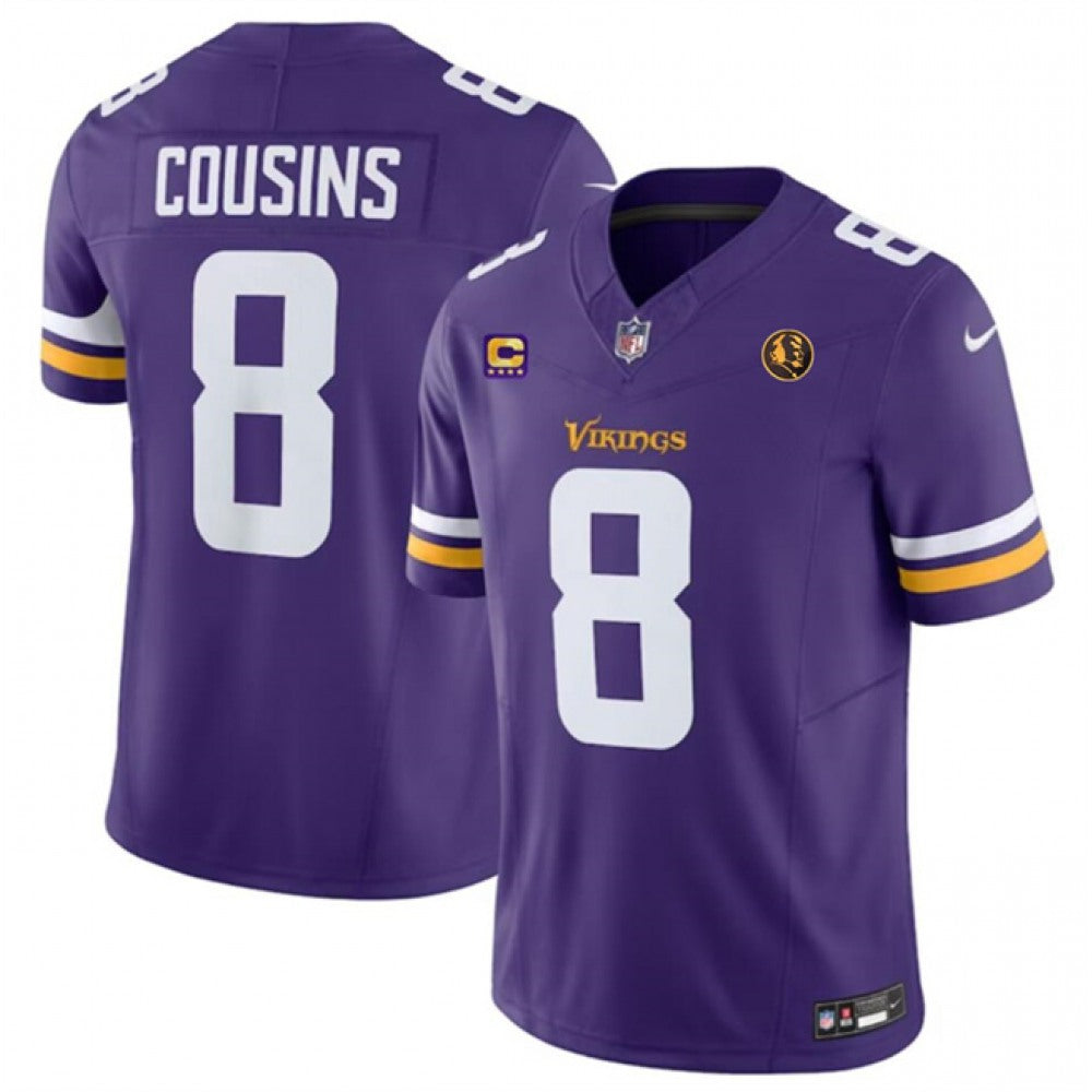 Men's Minnesota Vikings #8 Kirk Cousins Purple 2023 F.U.S.E. With 4-star C Patch And John Madden Patch Vapor Limited Stitched Football Jersey 