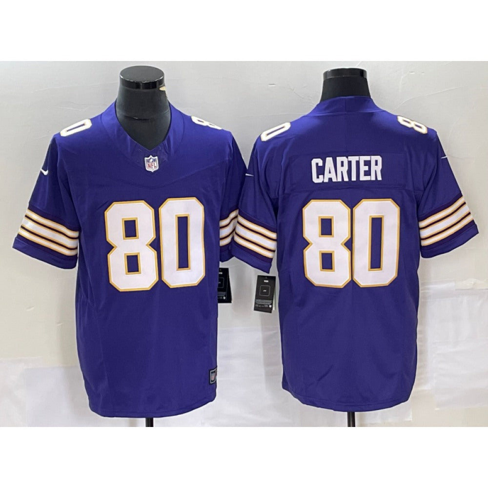 Men's Minnesota Vikings #80 Cris Carter Purple 2023 F.U.S.E. Vapor Untouchable Limited Stitched Jersey 