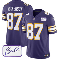 Men's Minnesota Vikings #87 T.J. Hockenson Purple 2023 F.U.S.E. Bud Grant patch Vapor Limited Stitched Jersey 