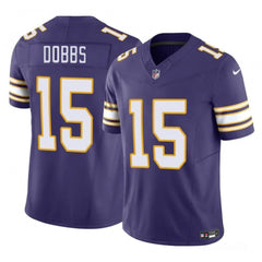 Men's Minnesota Vikings #15 Josh Dobbs Purple 2023 F.U.S.E. Throwback Limited Stitched Jersey 