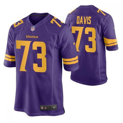 Men's Minnesota Vikings #73 Jesse Davis Purple Color Rush Stitched Jersey 
