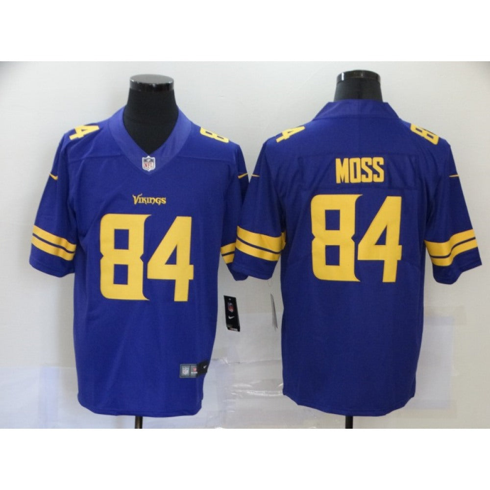 Men's Minnesota Vikings #84 Randy Moss Purple Color Rush Stitched Jersey 