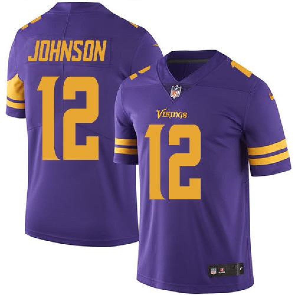 Vikings #12 Charles Johnson Purple Men's Stitched NFL Limited Rush Jersey 