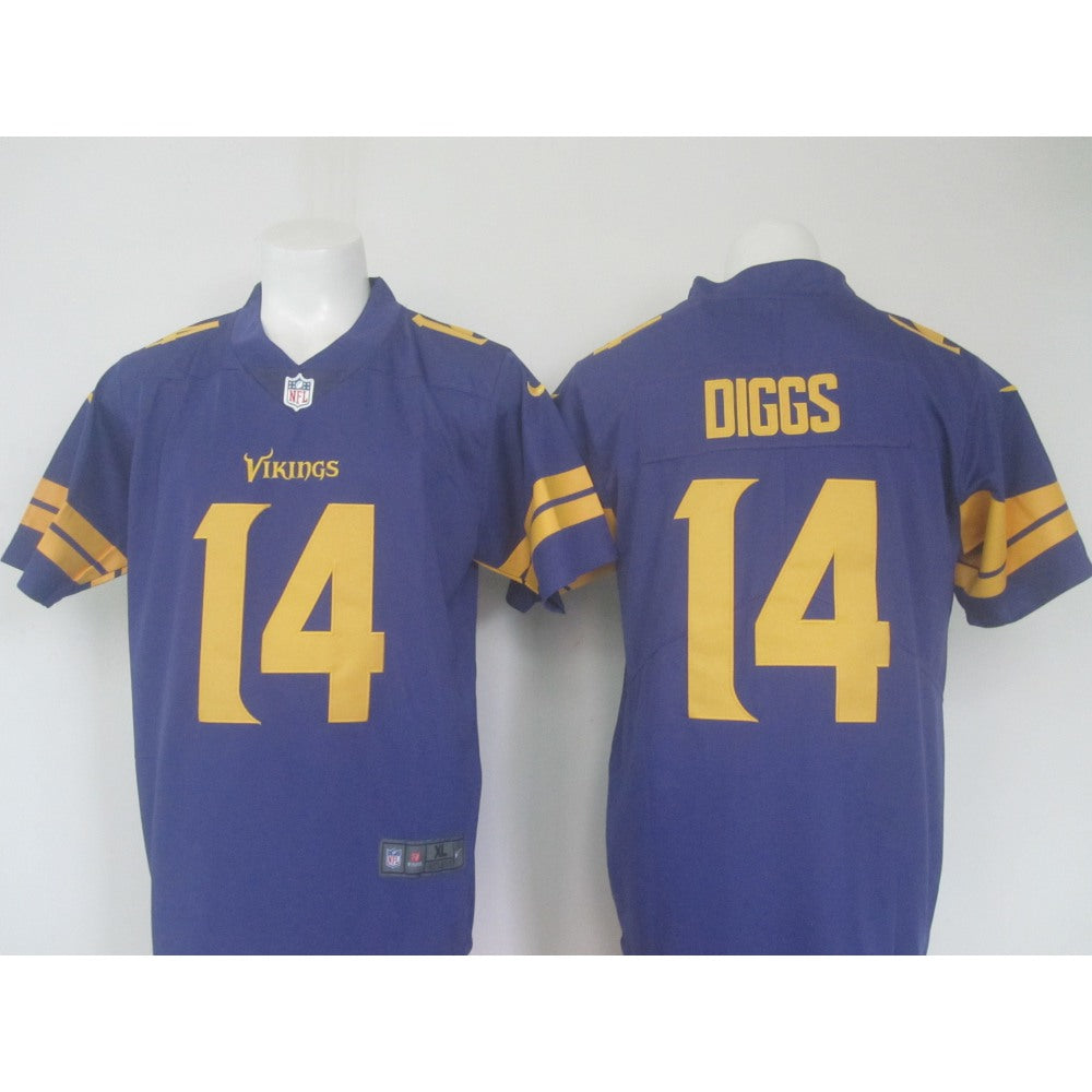 Men's Vikings #14 Stefon Diggs Purple Limited Rush Stitched NFL Jersey 