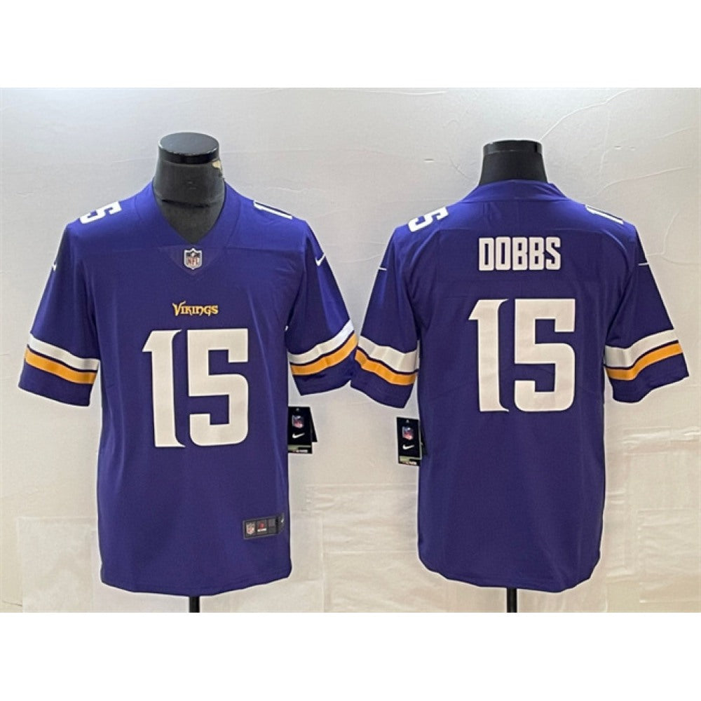 Men's Minnesota Vikings #15 Josh Dobbs Purple Vapor Untouchable Limited Stitched Jersey 