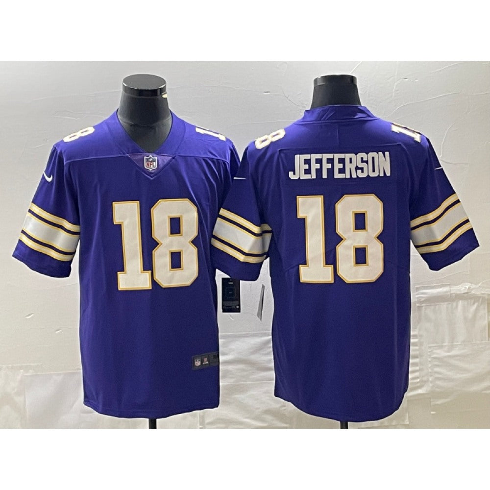 Men's Minnesota Vikings #18 Justin Jefferson Purple Vapor Untouchable Limited Stitched Jersey 