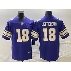Men's Minnesota Vikings #18 Justin Jefferson Purple Vapor Untouchable Limited Stitched Jersey 