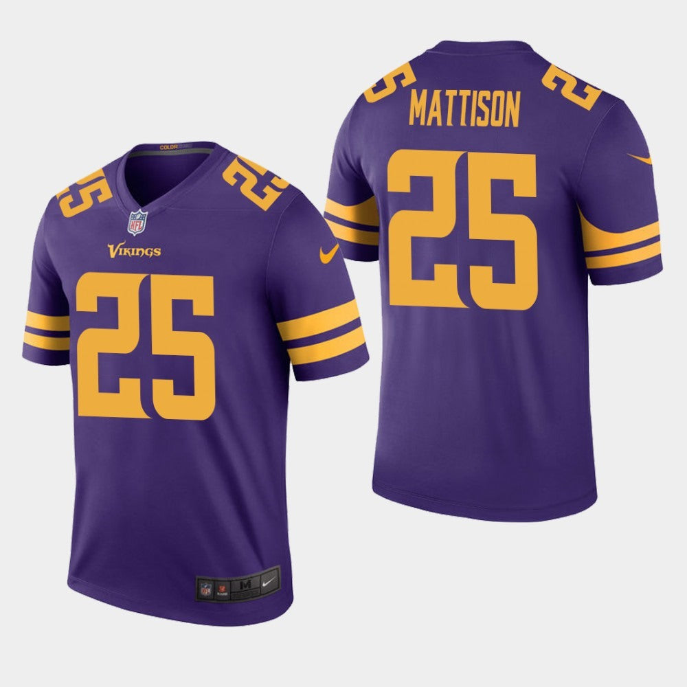 Men's Minnesota Vikings #25 Alexander Mattison Purple Color Rush Limited NFL Stitched Jersey 