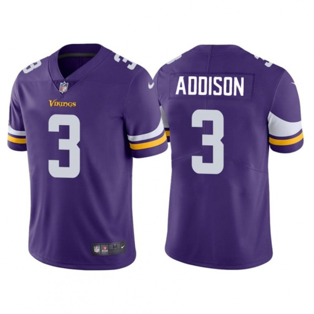 Men's Minnesota Vikings #3 Jordan Addison Purple 2023 Draft Vapor Untouchable Limited Stitched Jersey 