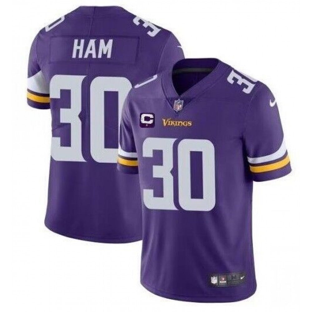 Men's Minnesota Vikings #30 C.J. Ham Purple With C Patch Vapor Untouchable Limited Stitched Jersey 