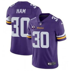 Men's Minnesota Vikings #30 C.J. Ham Purple With C Patch Vapor Untouchable Limited Stitched Jersey 