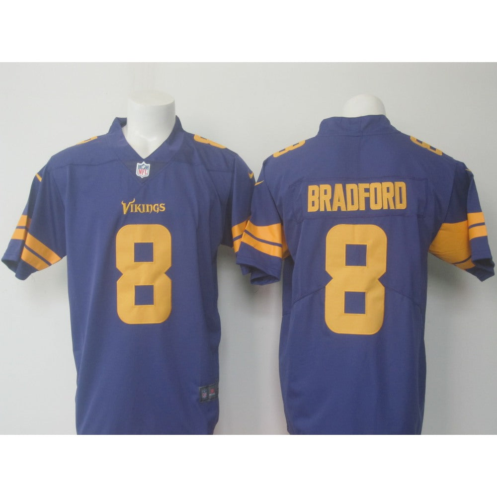 Men's Vikings #8 Sam Bradford Purple Limited Rush Stitched NFL Jersey 