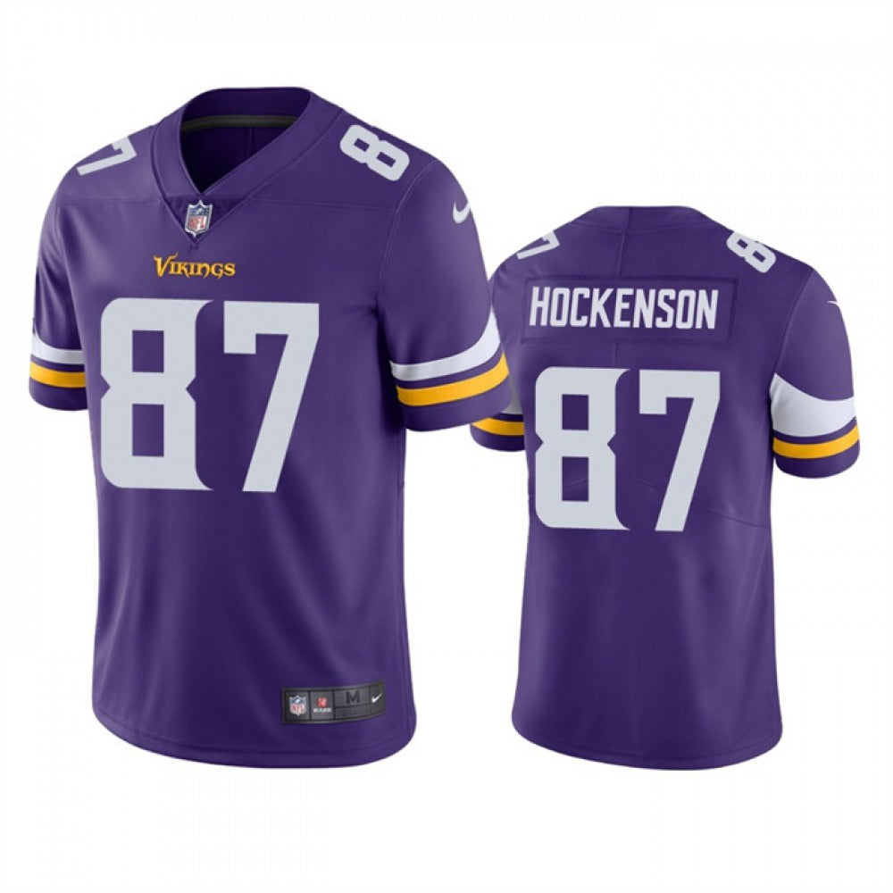 Men's Minnesota Vikings #87 T.J. Hockenson Purple Vapor Untouchable Stitched Jersey 