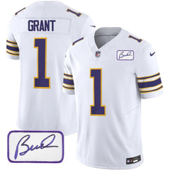 Men's Minnesota Vikings #1 Bud Grant White 2023 F.U.S.E. Bud Grant patch Vapor Limited Stitched Jersey 