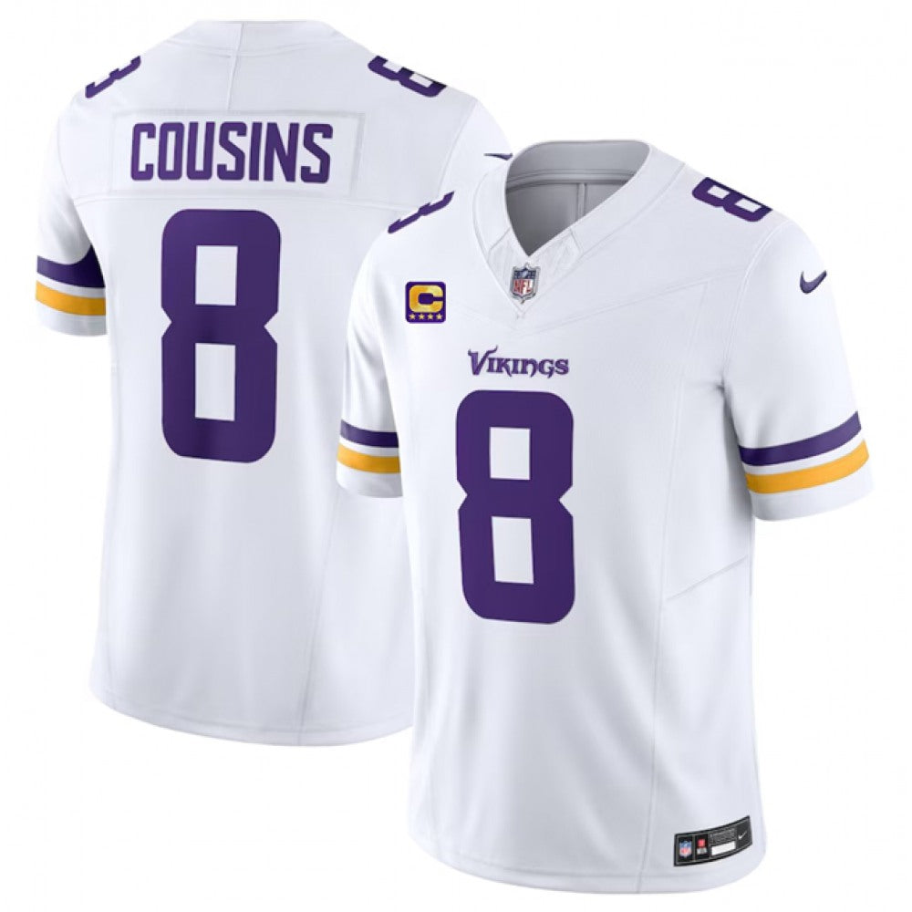Men's Minnesota Vikings #8 Kirk Cousins White 2023 F.U.S.E. With 4-Star C Patch Vapor Untouchable Limited Stitched Jersey 