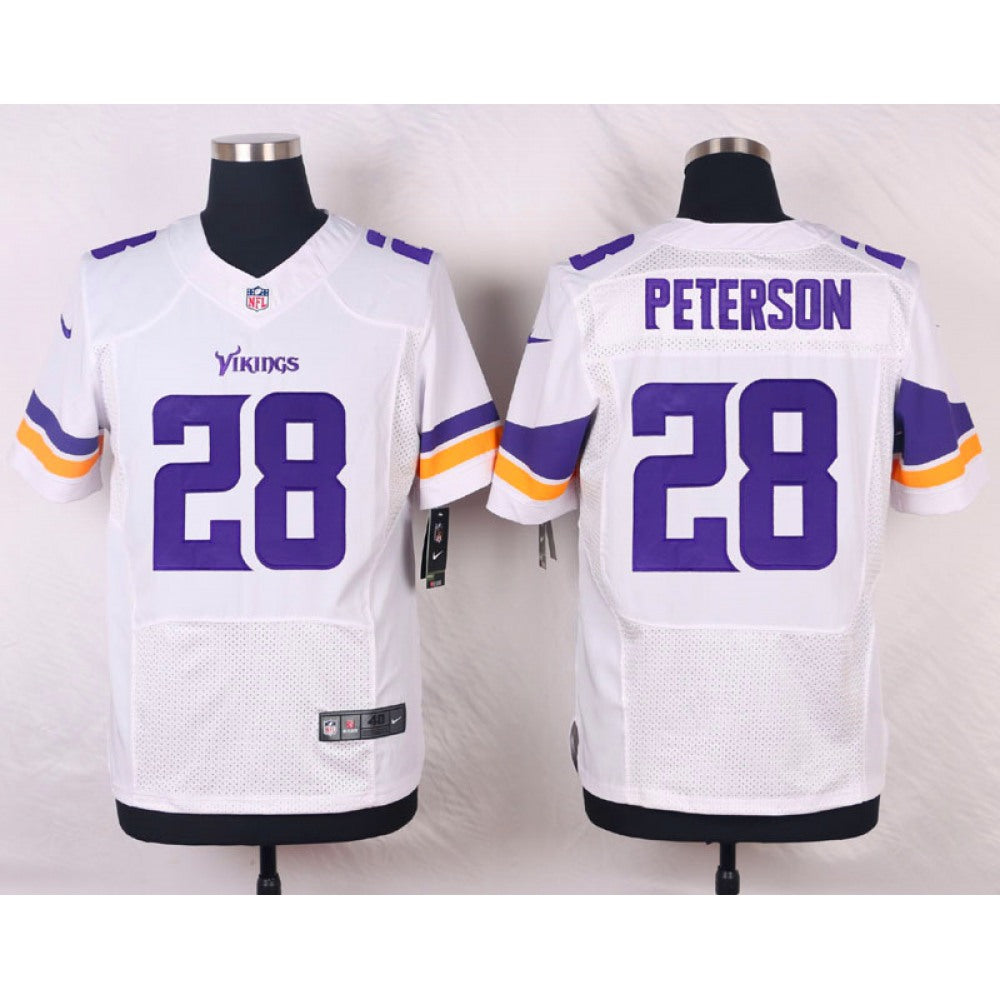 Vikings #28 Adrian Peterson White Team Color Men's Stitched NFL Elite Jersey 