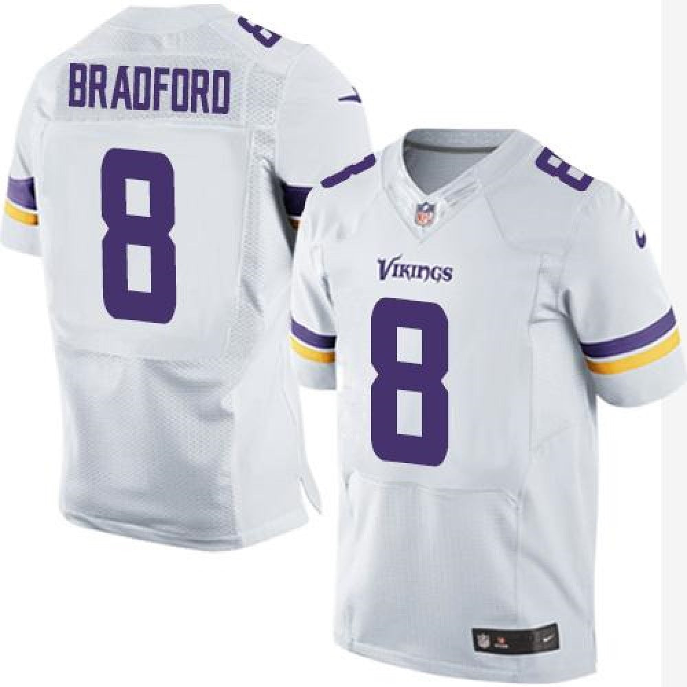 Vikings #8 Sam Bradford White Men's Stitched NFL Elite Jersey 