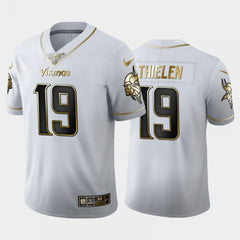 Men's Minnesota Vikings #19 Adam Thielen White 2019 100th Season Golden Edition Limited Stitched NFL Jersey 