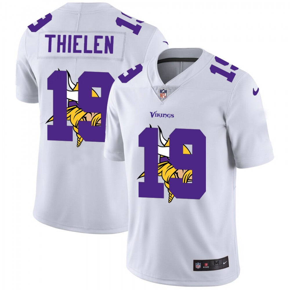 Men's Minnesota Vikings #19 Adam Thielen White Shadow Logo Limited Stitched Jersey 