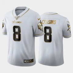 Men's Minnesota Vikings #8 Kirk Cousins White 2019 100th Season Golden Edition Limited Stitched NFL Jersey 