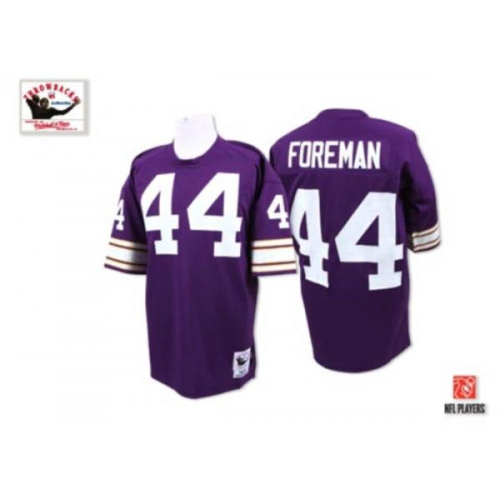 Mitchell and Ness Vikings #44 Chuck Foreman Purple Stitched Throwback NFL Jersey 