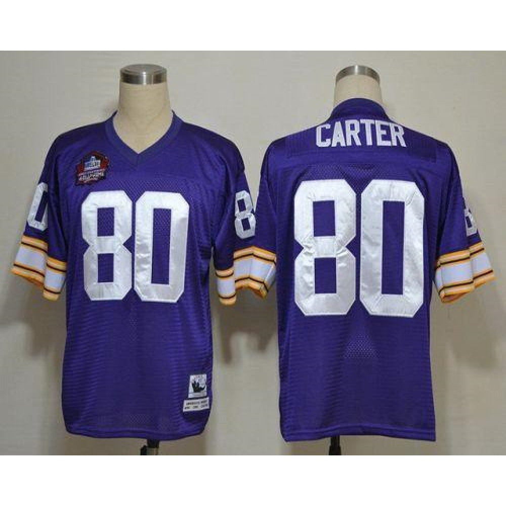 Mitchell And Ness Vikings #80 Cris Carter Purple Stitched Throwback NFL Jersey 