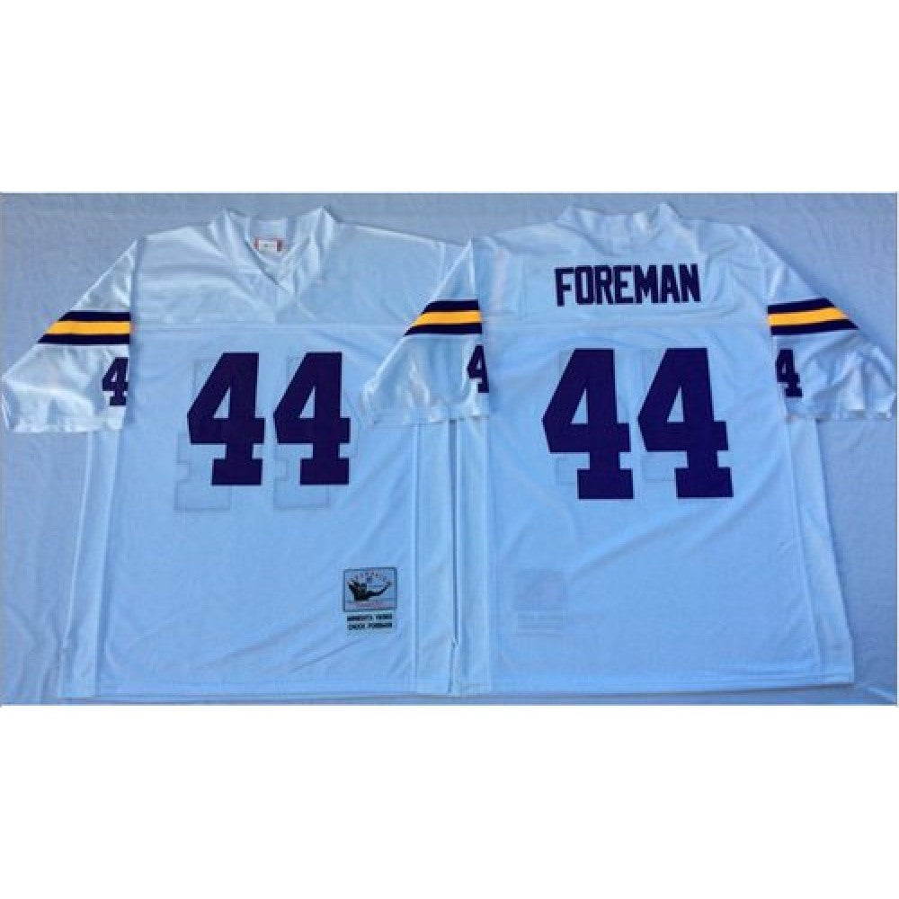 Mitchell And Ness Vikings #44 Chuck Foreman White Throwback Stitched NFL Jersey 