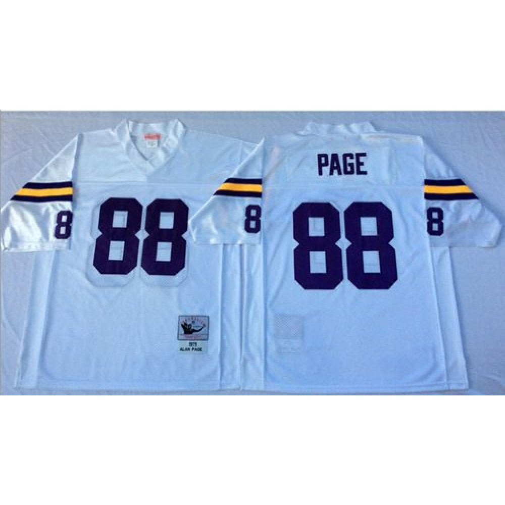 Mitchell And Ness Vikings #88 Alan Page White Throwback Stitched NFL Jersey 
