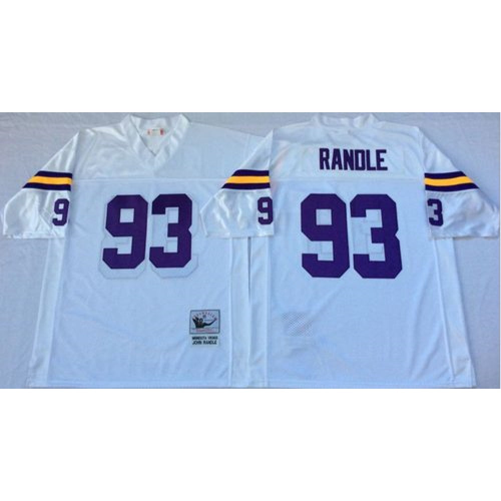 Mitchell And Ness Vikings #93 John Randle White Throwback Stitched NFL Jersey 