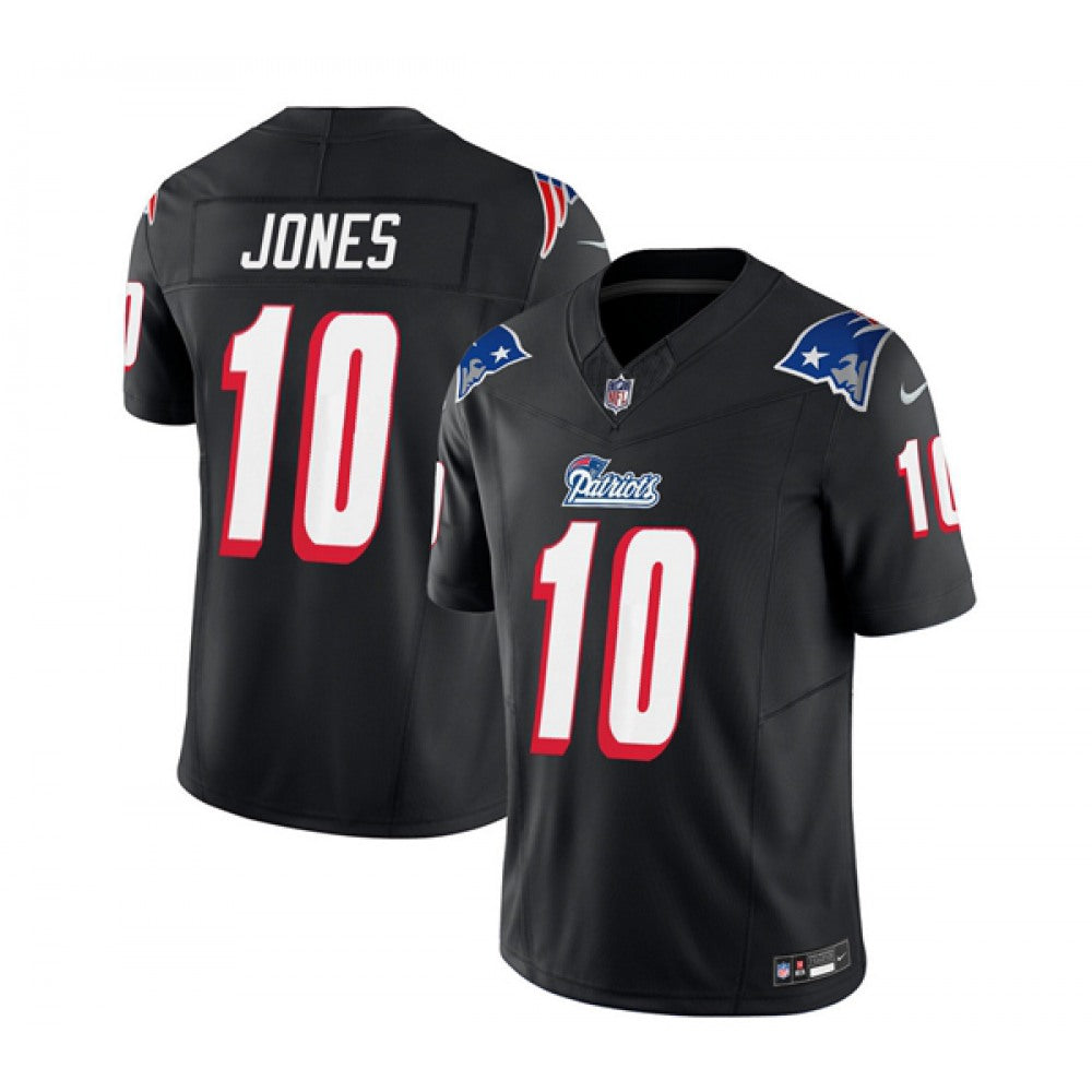 Men's New England Patriots #10 Mac Jones Black 2023 F.U.S.E. Throwback Limited Stitched Football Jersey 