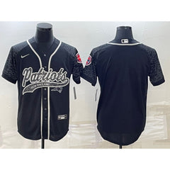 Men's New England Patriots Blank Black Reflective With Patch Cool Base Stitched Baseball Jersey 