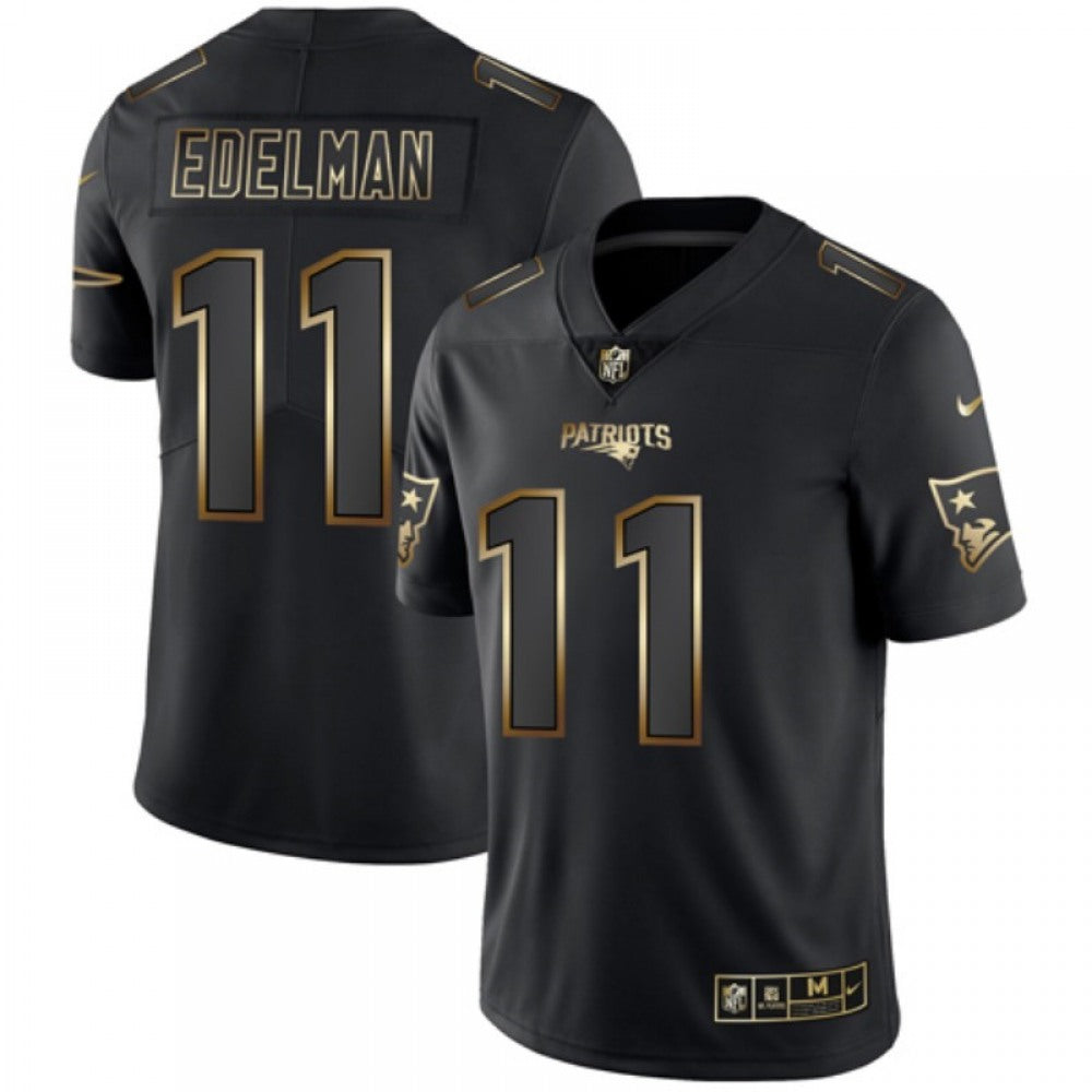 Men's New England Patriots #11 Julian Edelman 2019 Black Gold Edition Stitched NFL Jersey 