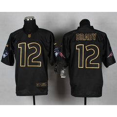 Patriots #12 Tom Brady Black Gold No. Fashion Men's Stitched NFL Elite Jersey 