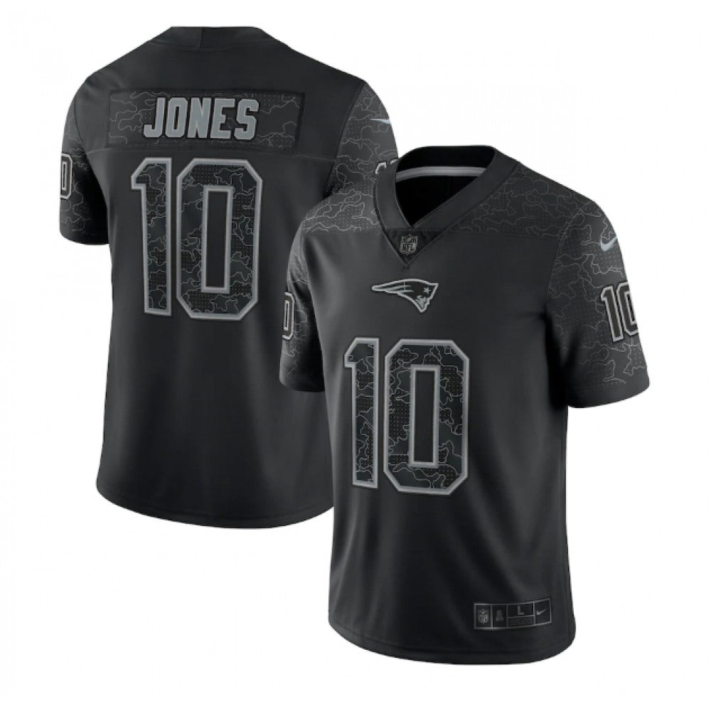 Men's New England Patriots #10 Mac Jones Black Reflective Limited Stitched Football Jersey 