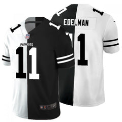 Men's New England Patriots #11 Julian Edelman Black & White Split Limited Stitched Jersey 