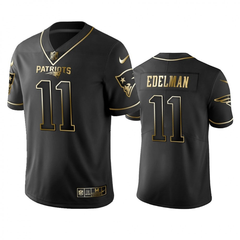 Men's New England Patriots #11 Julian Edelman Black 2019 Golden Edition Limited Stitched NFL Jersey 