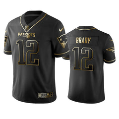 Men's New England Patriots #12 Tom Brady Black 2019 Golden Edition Limited Stitched NFL Jersey 