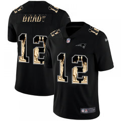 Men's New England Patriots #12 Tom Brady 2019 Black Statue of Liberty Limited Stitched NFL Jersey 