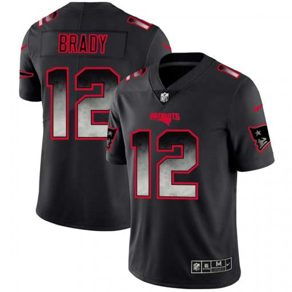 Men's New England Patriots #12 Tom Brady Black 2019 Smoke Fashion Limited Stitched NFL Jersey 