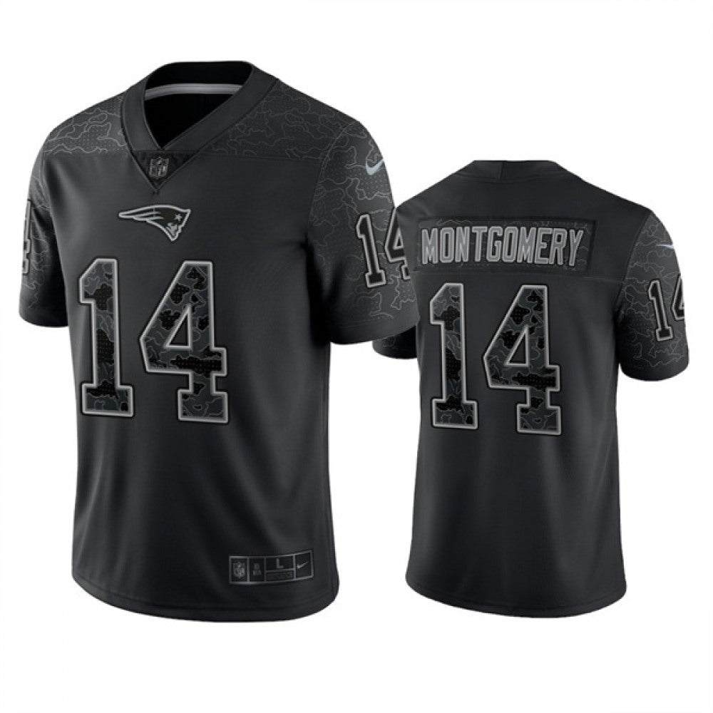 Men's New England Patriots #14 Ty Montgomery Black Reflective Limited Stitched Football Jersey 