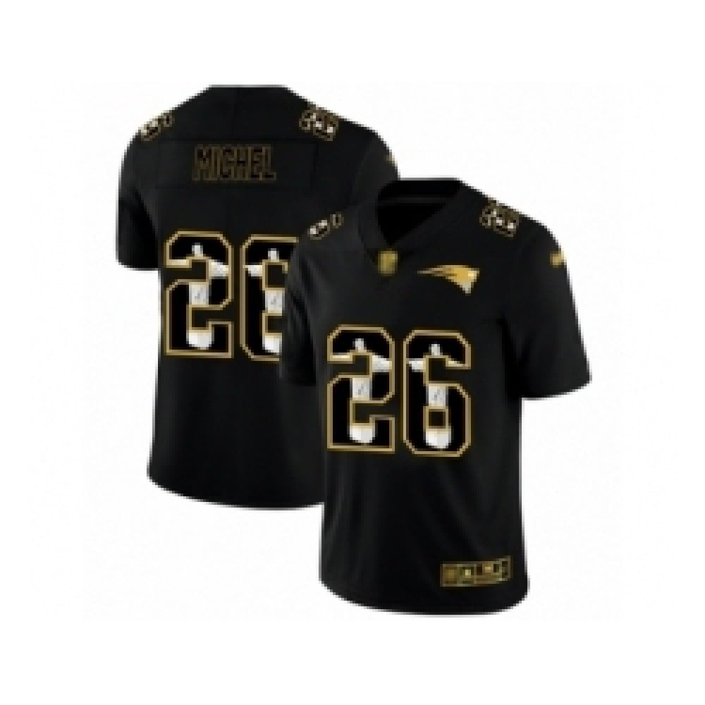 Men's New England Patriots #26 Sony Michel Black Jesus Faith Edition Limited Stitched Jersey 