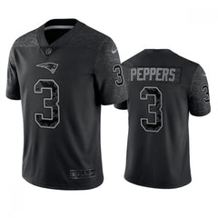 Men's New England Patriots #3 Jabrill Peppers Black Reflective Limited Stitched Football Jersey 
